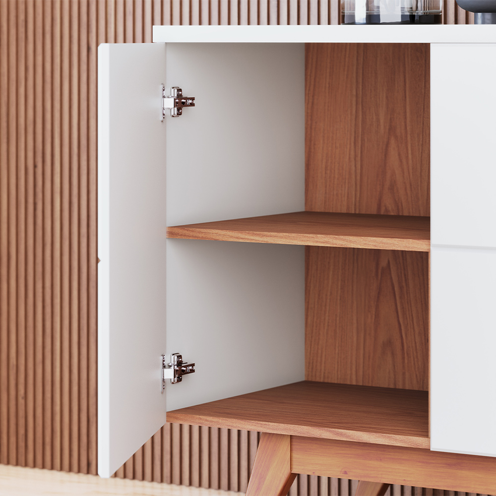 Buffet Decorativo Sala de Jantar Versátil Sancho com portas e Prateleiras Off White G73 -  Gran Belo