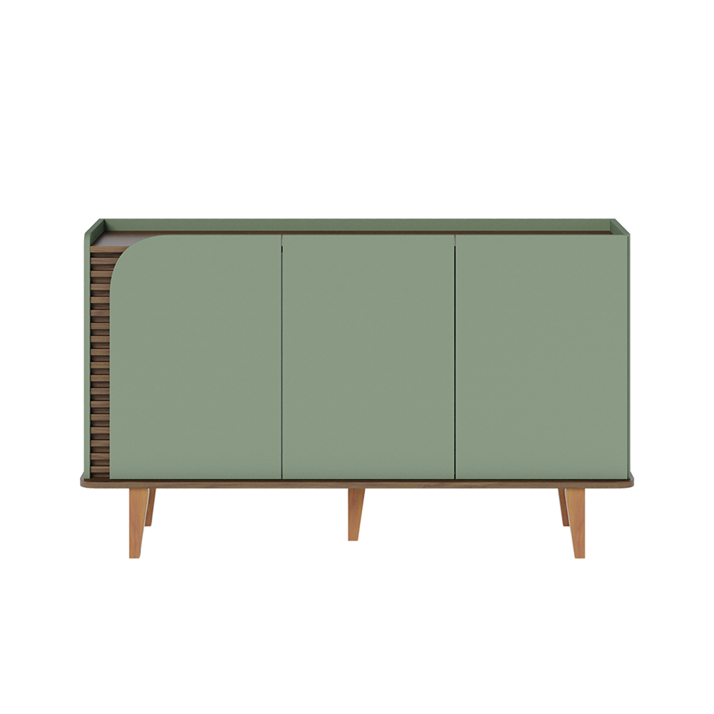 Buffet Decorativo Sala de Jantar Versátil Village 1,36cm Pés de Madeira Hortelã/ Amêndoa G73 - Gran Belo