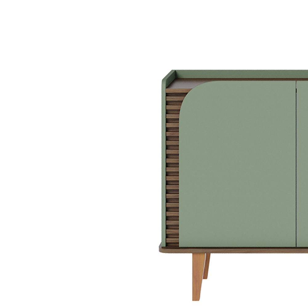 Buffet Decorativo Sala de Jantar Versátil Village 1,36cm Pés de Madeira Hortelã/ Amêndoa G73 - Gran Belo