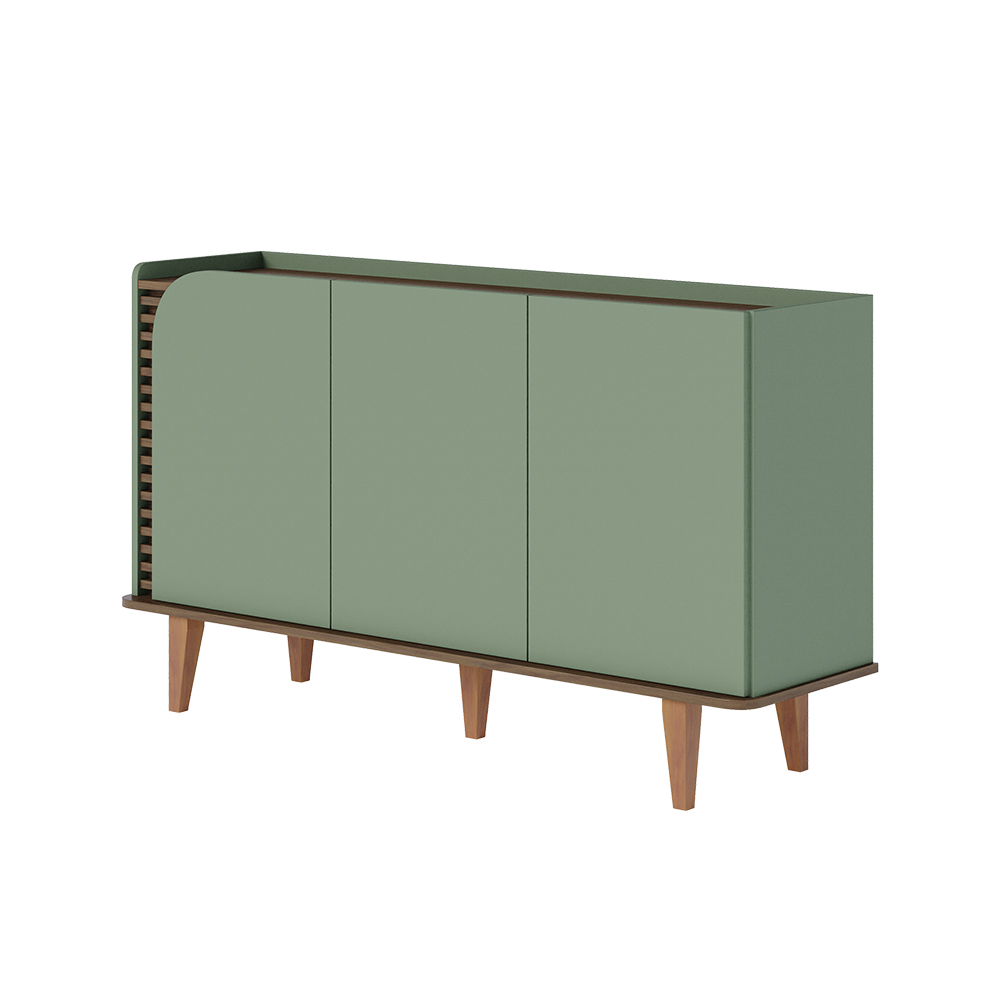 Buffet Decorativo Sala de Jantar Versátil Village 1,36cm Pés de Madeira Hortelã/ Amêndoa G73 - Gran Belo