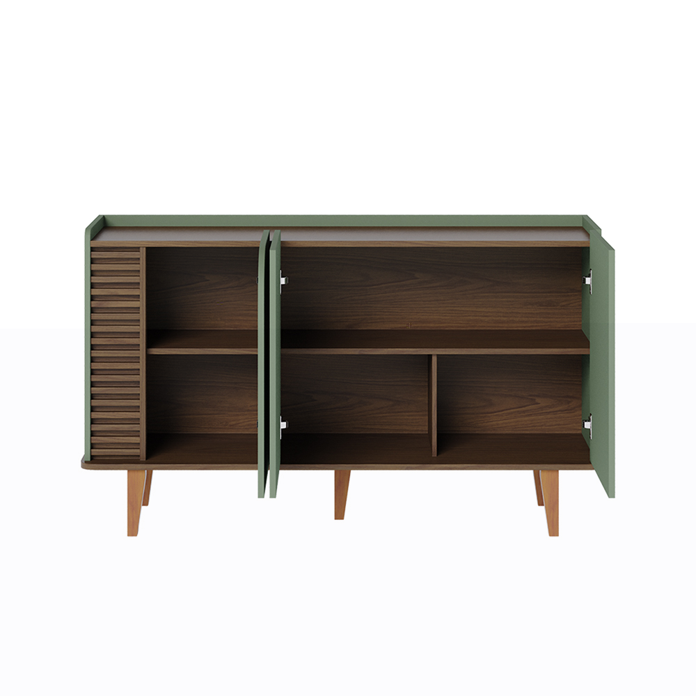 Buffet Decorativo Sala de Jantar Versátil Village 1,36cm Pés de Madeira Hortelã/ Amêndoa G73 - Gran Belo