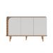 Buffet Decorativo Sala de Jantar Versátil Village 1,36cm Pés de Madeira Off-White/ Freijó G73 - Gran Belo