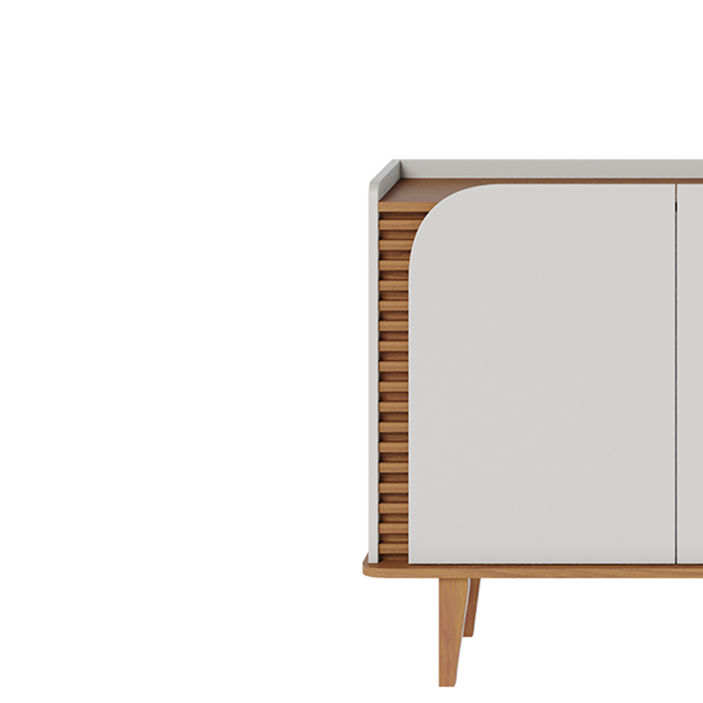 Buffet Decorativo Sala de Jantar Versátil Village 1,36cm Pés de Madeira Off-White/ Freijó G73 - Gran Belo