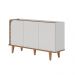 Buffet Decorativo Sala de Jantar Versátil Village 1,36cm Pés de Madeira Off-White/ Freijó G73 - Gran Belo