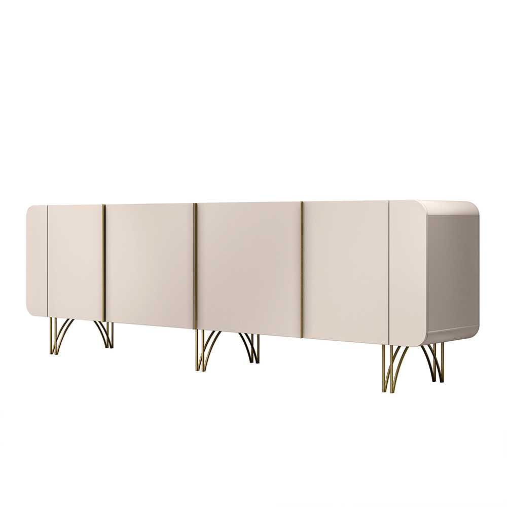 Buffet Decorativo com Puxadores em Alumínio Pés Aço Maciço Virginia Off White G26 - Gran belo