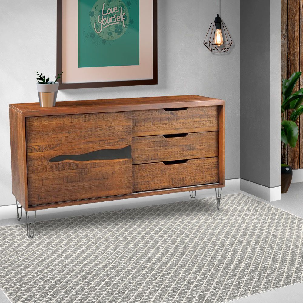 Buffet Sala de Jantar Guidelli Grafite Madeira Maciça Rustic Brown - Gran Belo