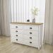 Cômoda Decorativa 8 Gavetas Madeira Maciça Osiris Branco/Freijó - G74 - Gran Belo