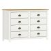 Cômoda Decorativa 8 Gavetas Madeira Maciça Osiris Branco/Freijó - G74 - Gran Belo