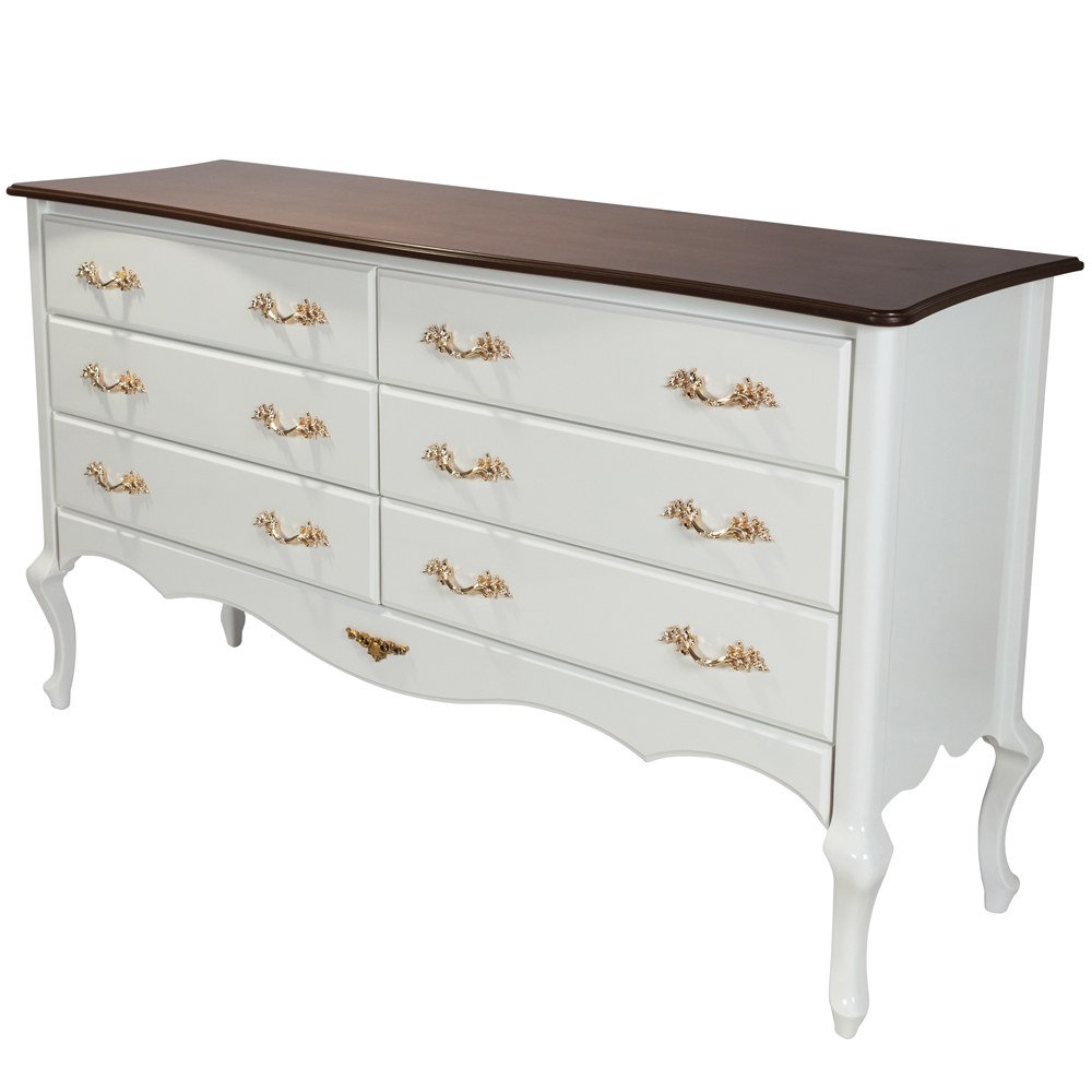 Cômoda Decorativa Beethoven com 6 Gavetas Branco/Imbuía G71 - Gran Belo