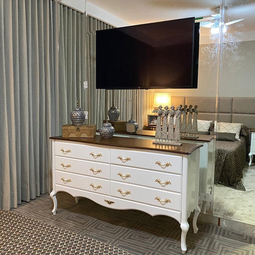 Cômoda Decorativa Beethoven com 6 Gavetas Branco/Imbuía G71 - Gran Belo