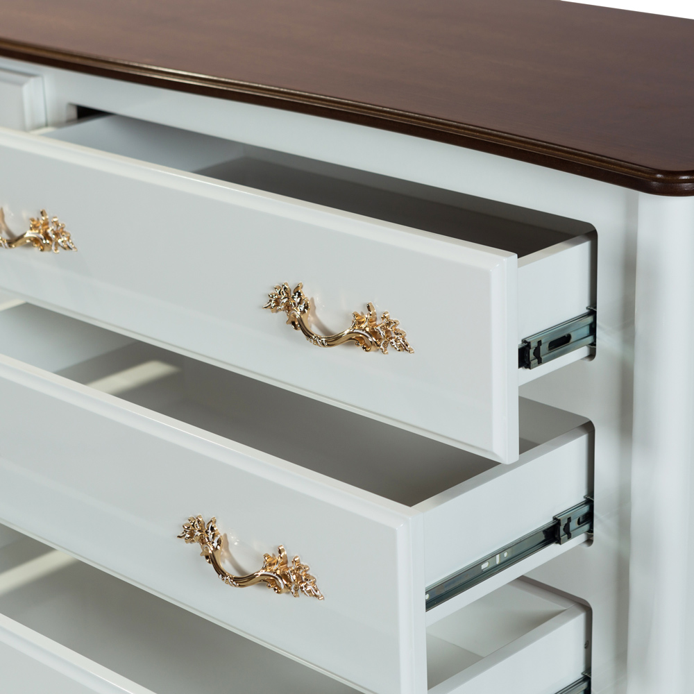Cômoda Decorativa Beethoven com 6 Gavetas Branco/Imbuía G71 - Gran Belo