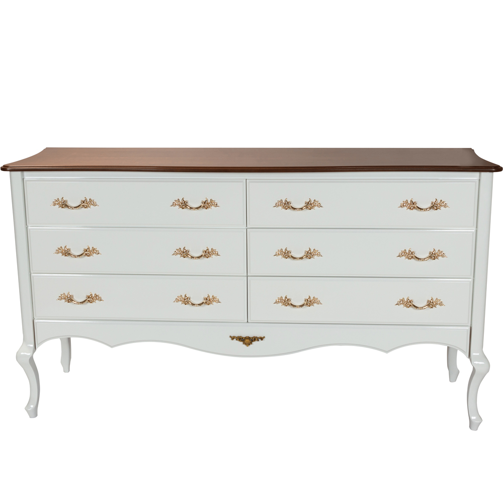 Cômoda Decorativa Beethoven com 6 Gavetas Branco/Imbuía G71 - Gran Belo