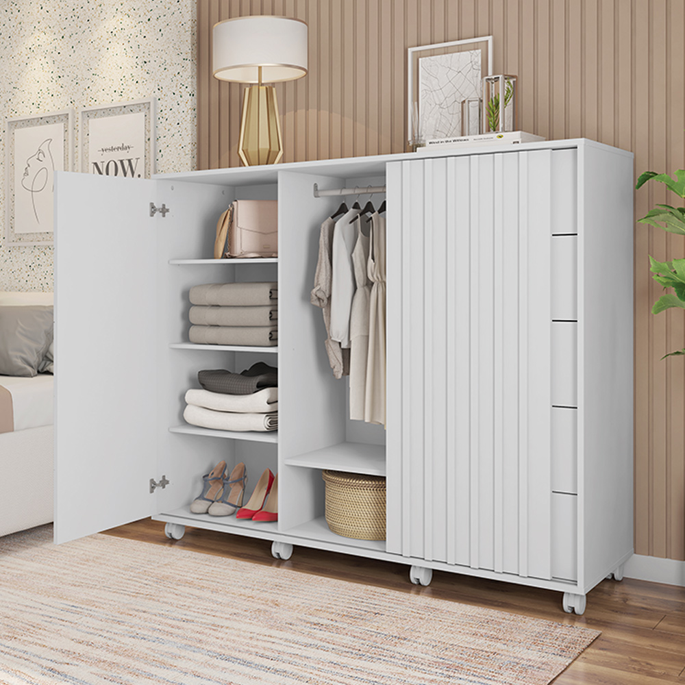 Cômoda Decorativa Caesar MDF/MDP Pés Rodízios Branco Fosco G11 - Gran Belo