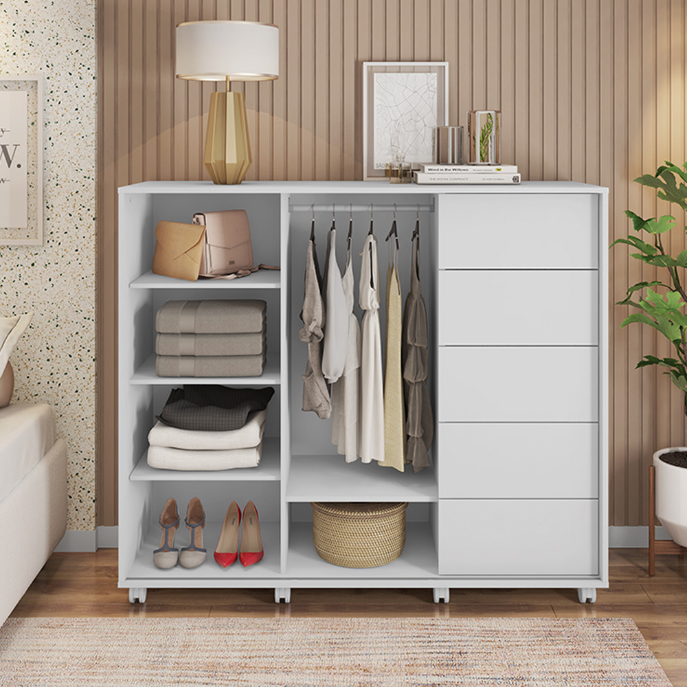 Cômoda Decorativa Caesar MDF/MDP Pés Rodízios Branco Fosco G11 - Gran Belo