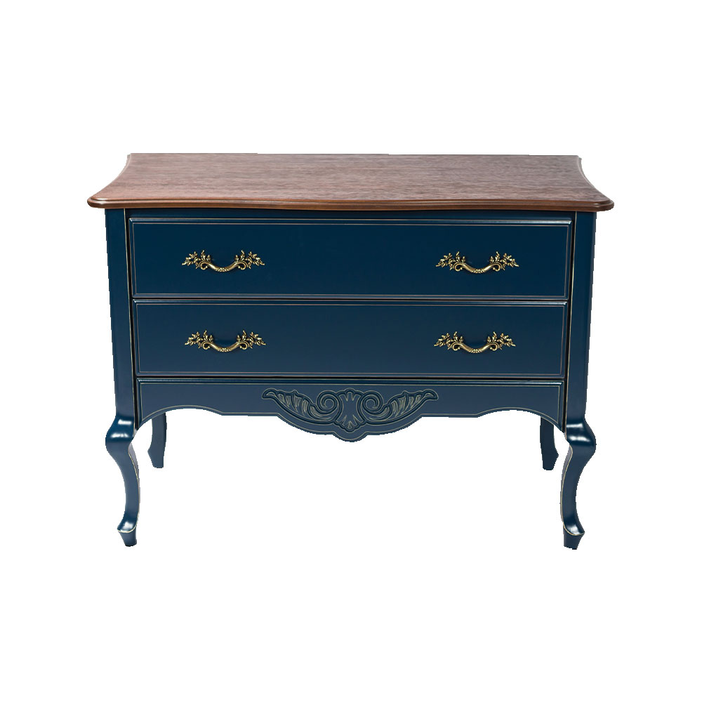 Cômoda Decorativa Julieta com 2 Gavetas Azul/Imbuía G71 - Gran Belo