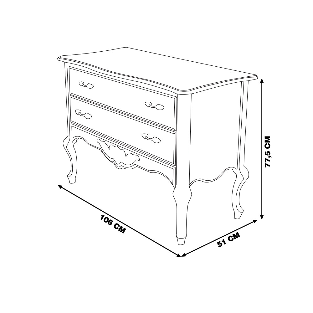 Cômoda Decorativa Julieta com 2 Gavetas Azul/Imbuía G71 - Gran Belo