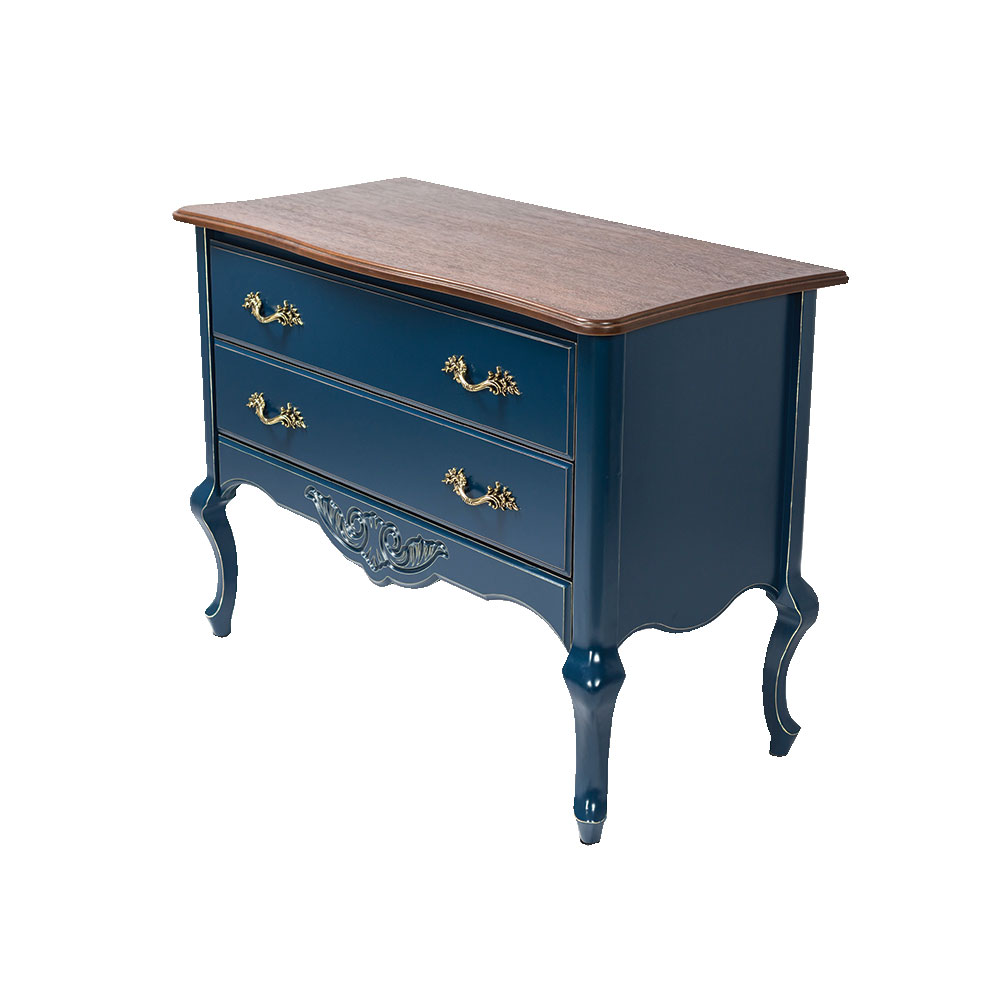 Cômoda Decorativa Julieta com 2 Gavetas Azul/Imbuía G71 - Gran Belo