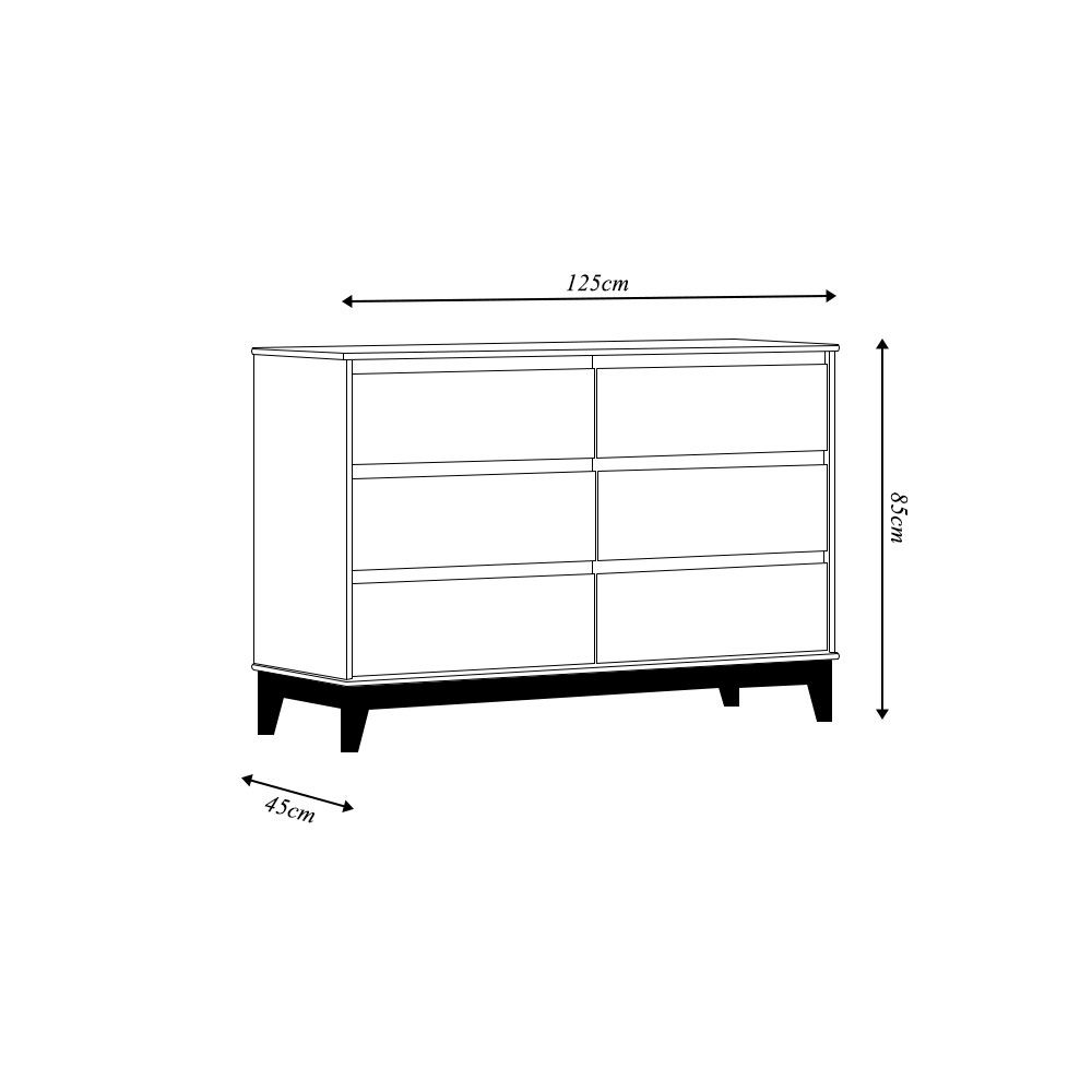 Cômoda Decorativa MDF 6 Gavetas Cullen Freijó - G74 - Gran Belo
