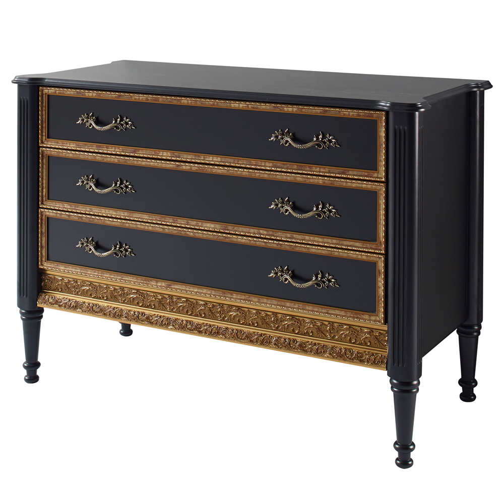 Cômoda Decorativa Munchen com 3 Gavetas Preto G71 - Gran Belo