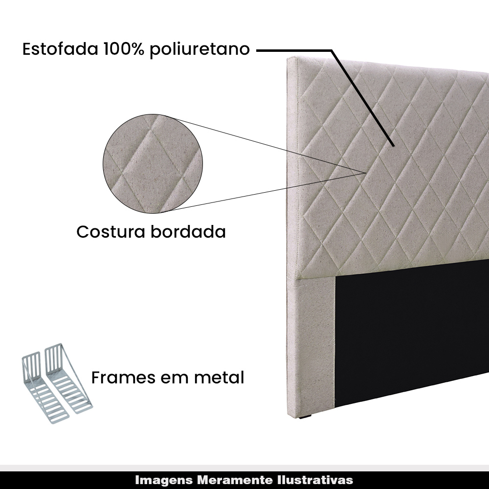 Cabeceira Decorativa 1,40M Baelon Linho Areia G63 - Gran Belo