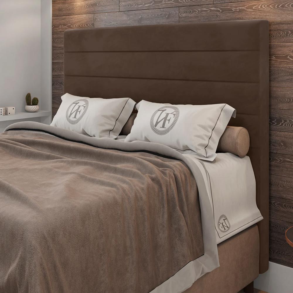 Cabeceira Decorativa Bacoli King 193cm Veludo Marrom G32 - Gran Belo