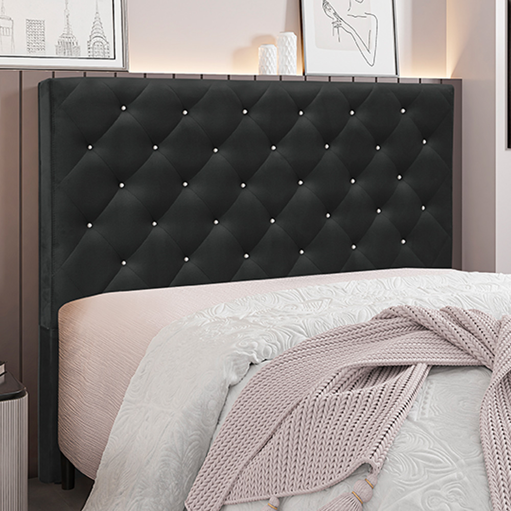 Cabeceira Decorativa King Size 1,95M Tàzio Veludo Preto G63 - Gran Belo