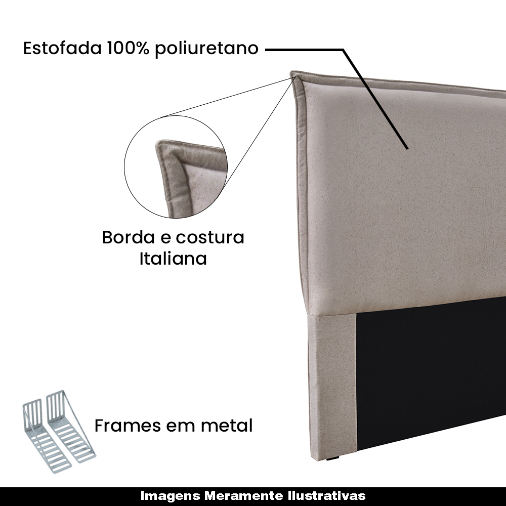 Cabeceira Decorativa King Size 1,95M Trento Linho Areia G63 - Gran Belo