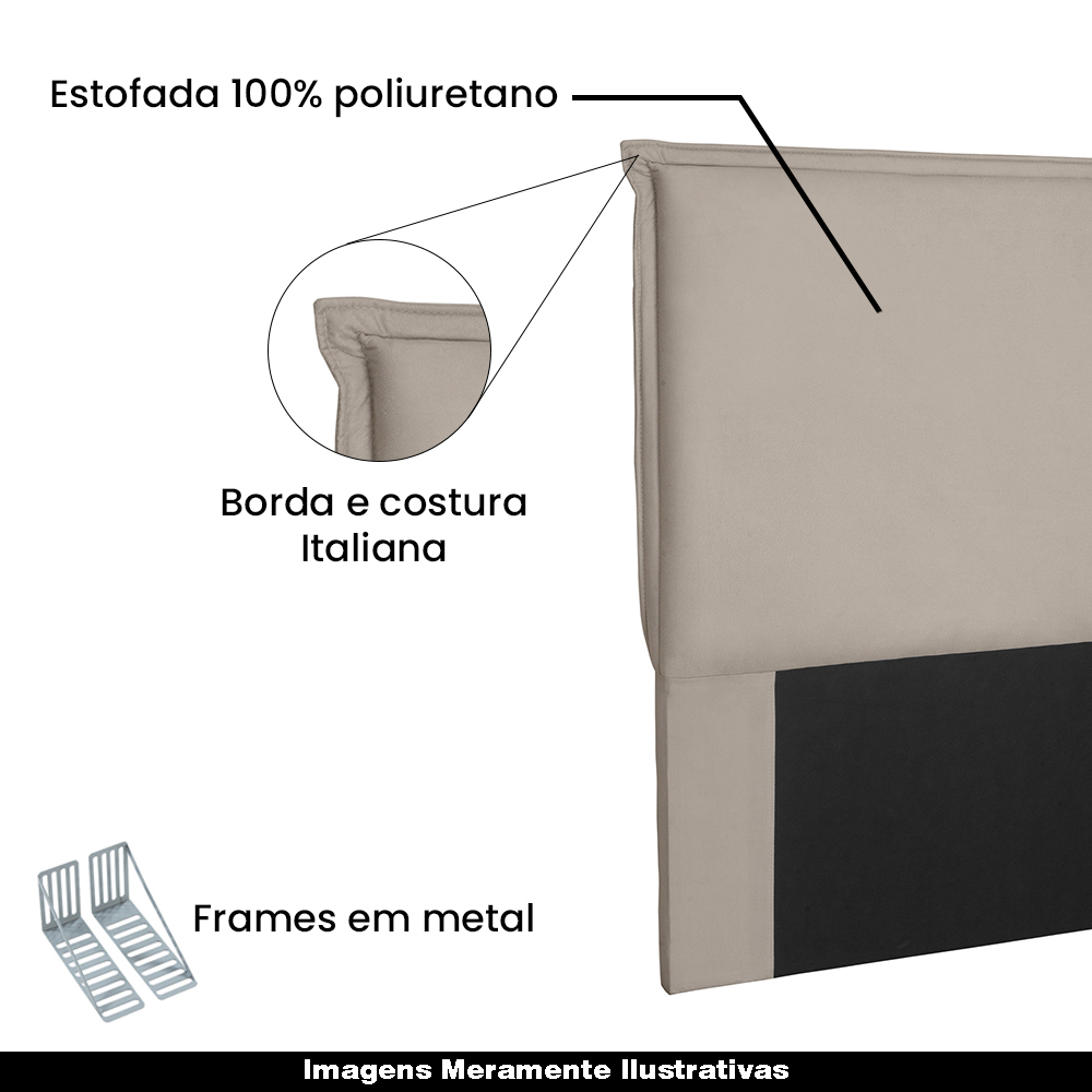 Cabeceira Decorativa King Size 1,95M Trento Suede Bege G63 - Gran Belo