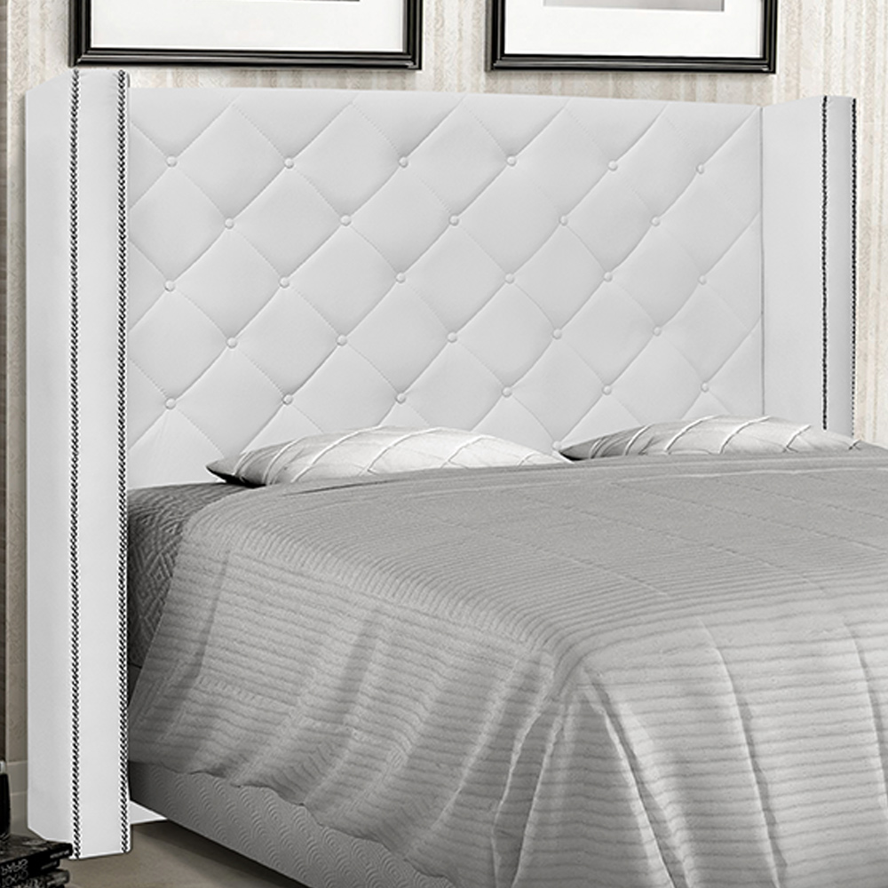 Cabeceira Decorativa King Size 2,19M Loewe PU Branco G63 - Gran Belo