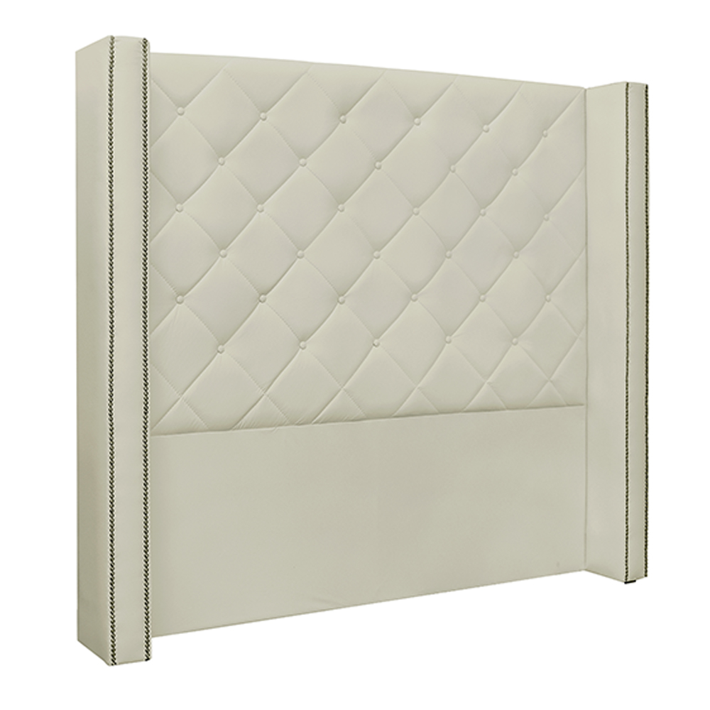 Cabeceira Decorativa King Size 2,19M Loewe PU Marfim G63 - Gran Belo