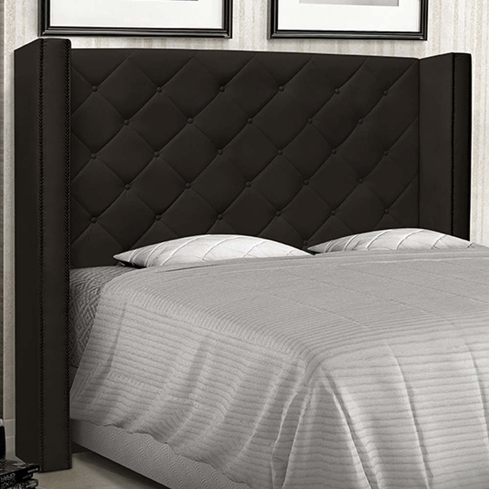 Cabeceira Decorativa King Size 2,19M Loewe PU Marrom G63 - Gran Belo