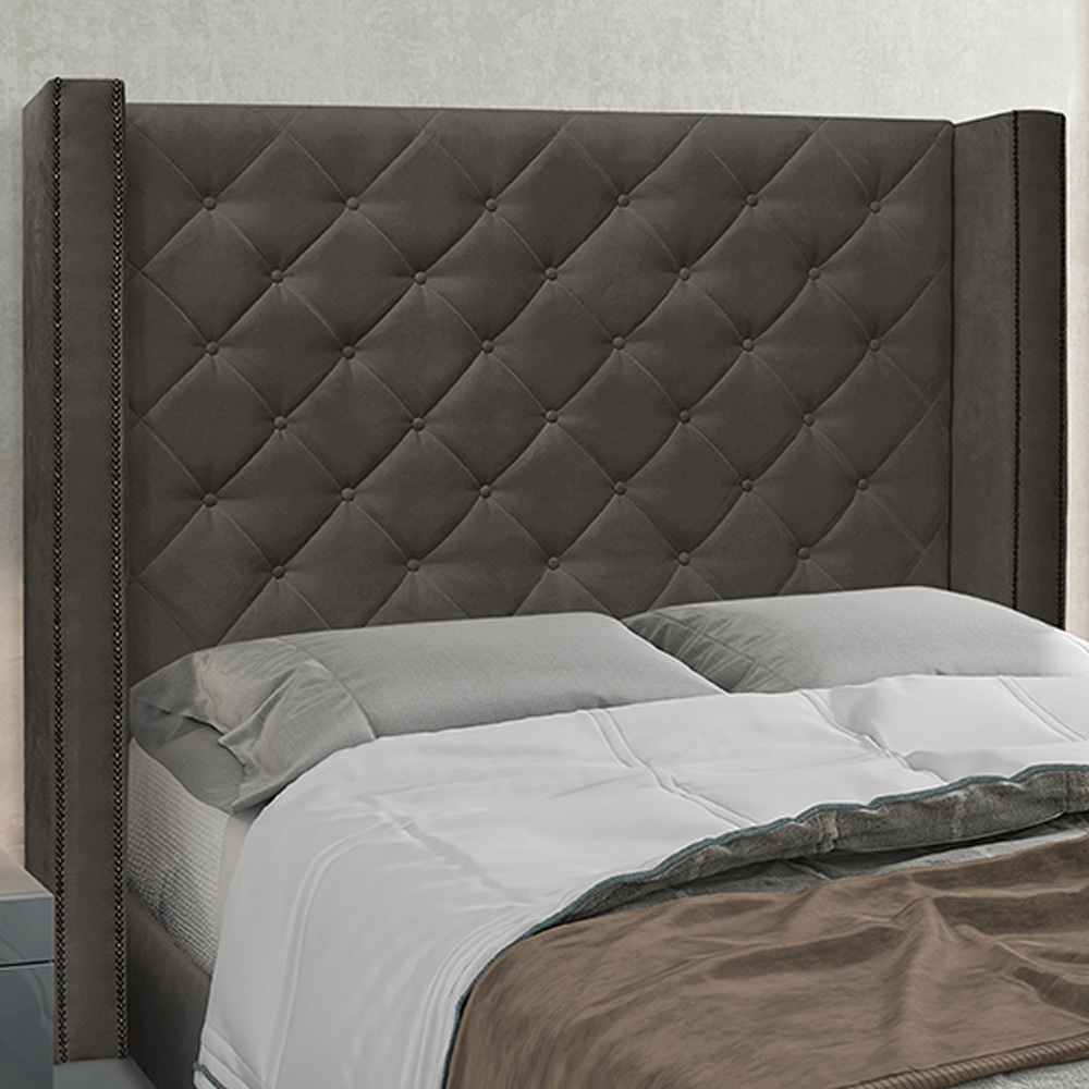 Cabeceira Decorativa King Size 2,19M Loewe Suede Cinza G63 - Gran Belo
