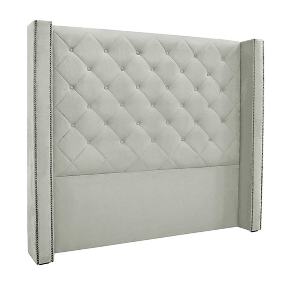 Cabeceira Decorativa King Size 2,19M Loewe Veludo Prata G63 - Gran Belo