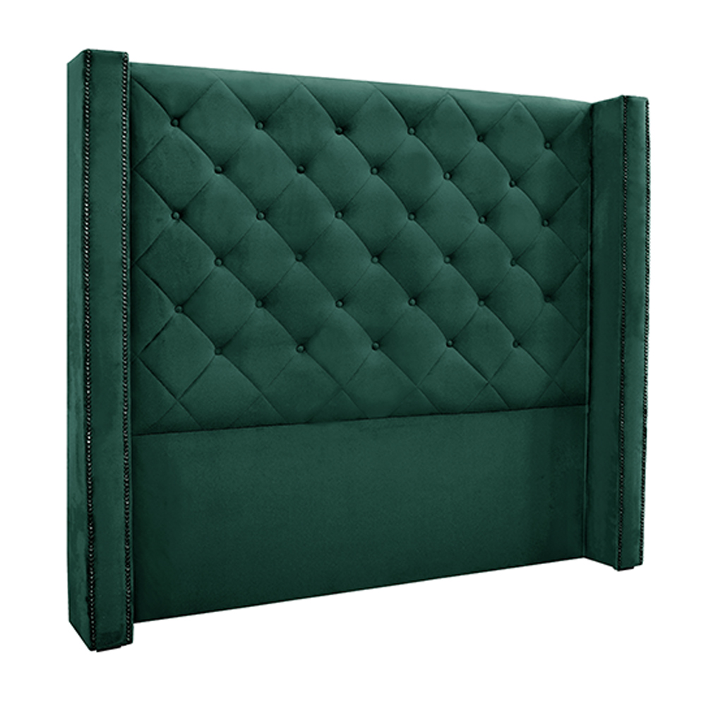 Cabeceira Decorativa King Size 2,19M Loewe Veludo Verde Floresta G63 - Gran Belo