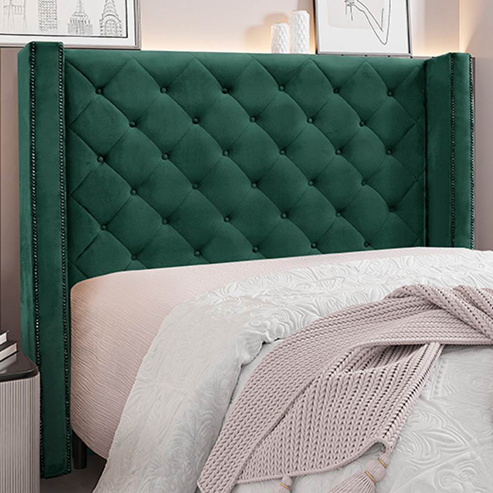 Cabeceira Decorativa King Size 2,19M Loewe Veludo Verde Floresta G63 - Gran Belo