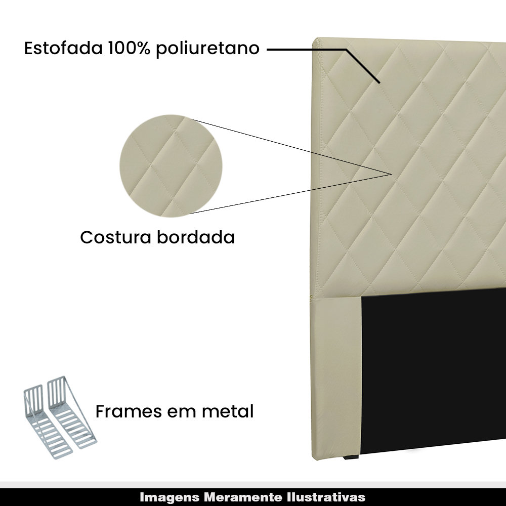 Cabeceira Decorativa Queen Size 1,60M Baelon Pu Marfim G63 - Gran Belo
