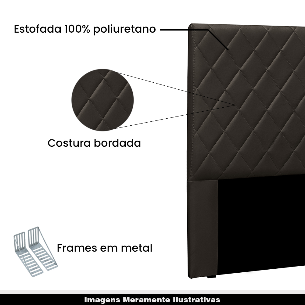 Cabeceira Decorativa Queen Size 1,60M Baelon Pu Marrom G63 - Gran Belo