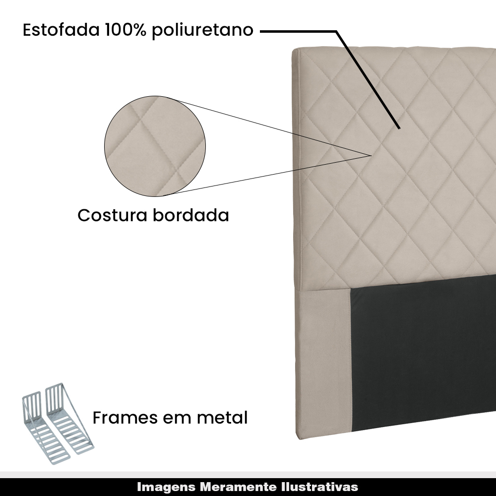 Cabeceira Decorativa Queen Size 1,60M Baelon Suede Bege G63 - Gran Belo