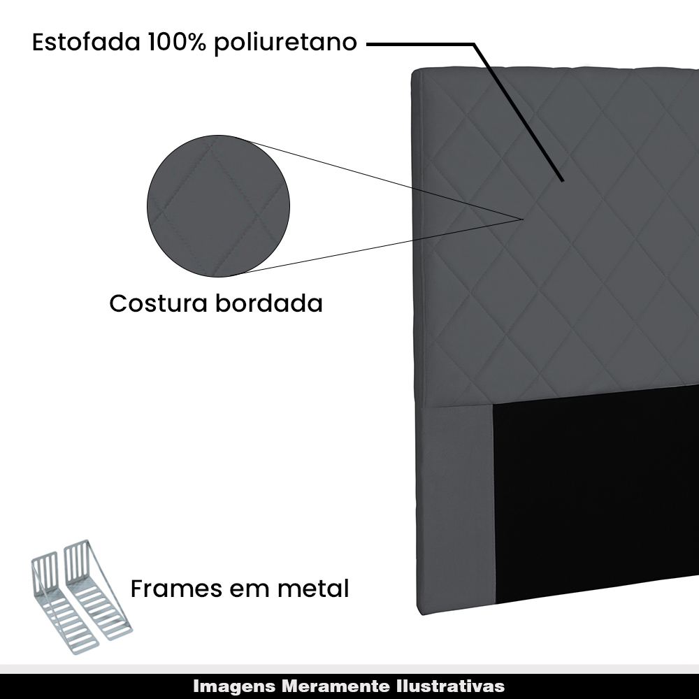 Cabeceira Decorativa Queen Size 1,60M Baelon Suede Cinza G63 - Gran Belo