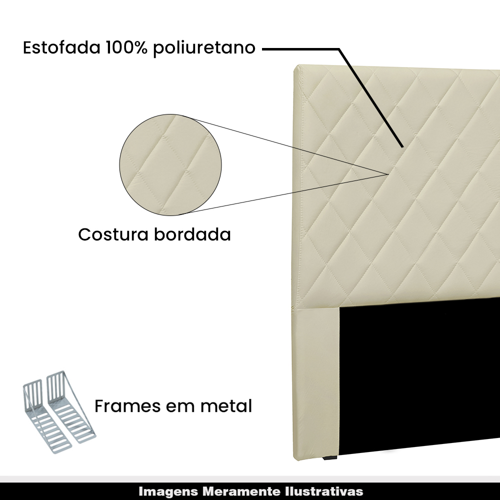 Cabeceira Decorativa Queen Size 1,60M Baelon Veludo Bege G63 - Gran Belo