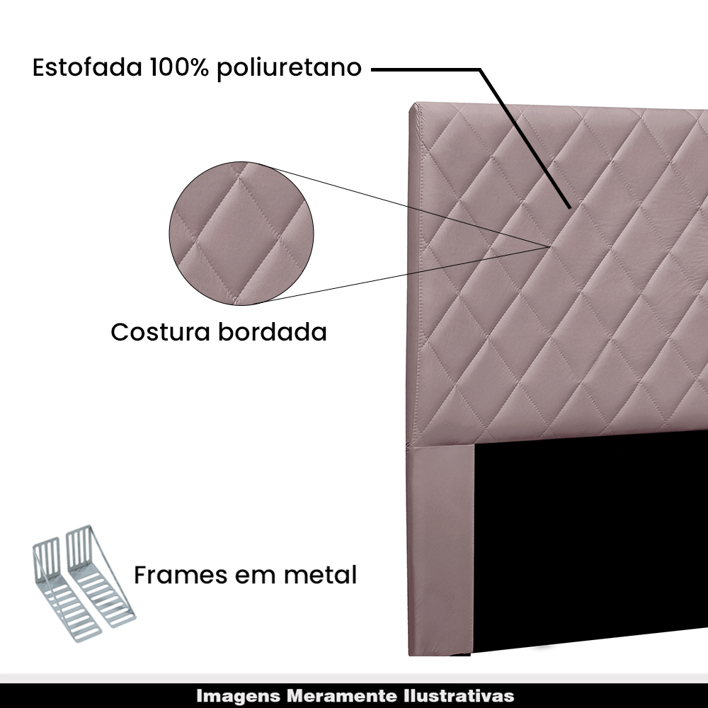 Cabeceira Decorativa Queen Size 1,60M Baelon Veludo Lilás G63 - Gran Belo