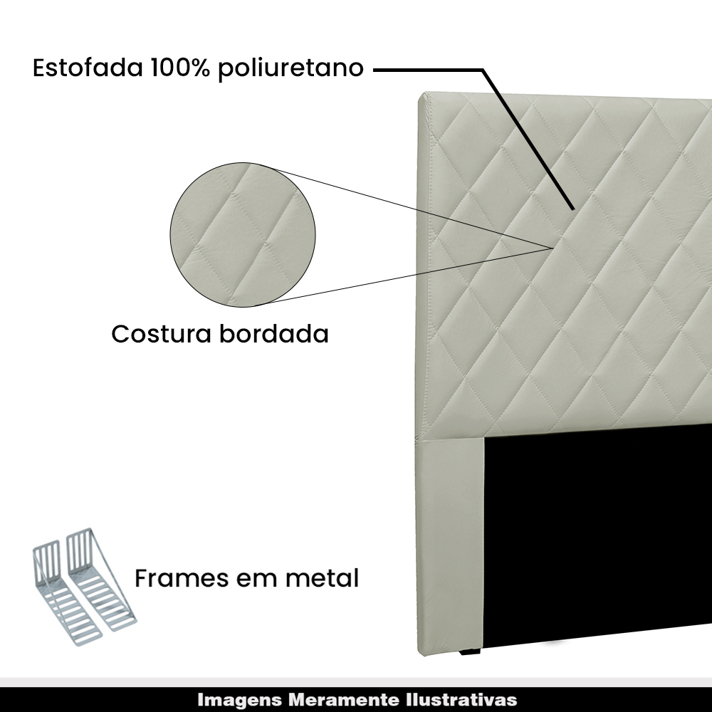 Cabeceira Decorativa Queen Size 1,60M Baelon Veludo Prata G63 - Gran Belo