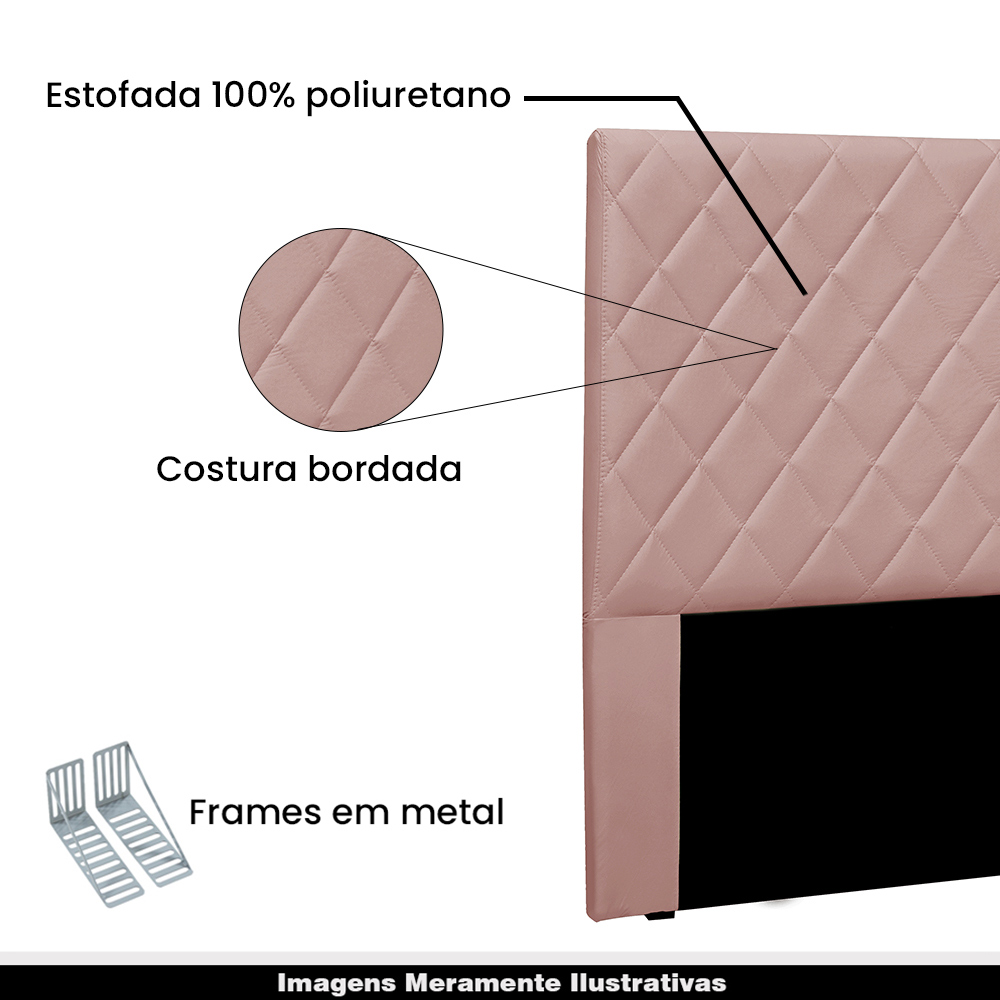 Cabeceira Decorativa Queen Size 1,60M Baelon Veludo Rosa G63 - Gran Belo