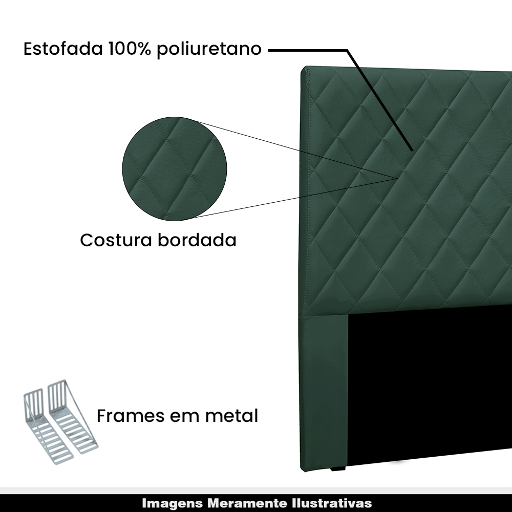 Cabeceira Decorativa Queen Size 1,60M Baelon Veludo Verde Floresta G63 - Gran Belo