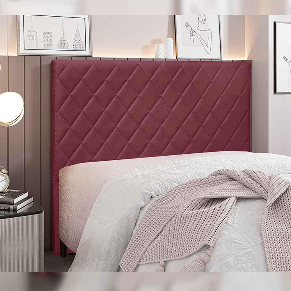 Cabeceira Decorativa Queen Size 1,60M Baelon Veludo Vinho G63 - Gran Belo