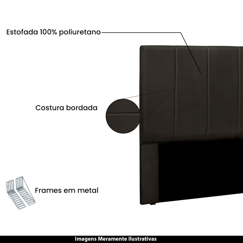 Cabeceira Decorativa Queen Size 1,60M Erza PU Marrom G63 - Gran Belo