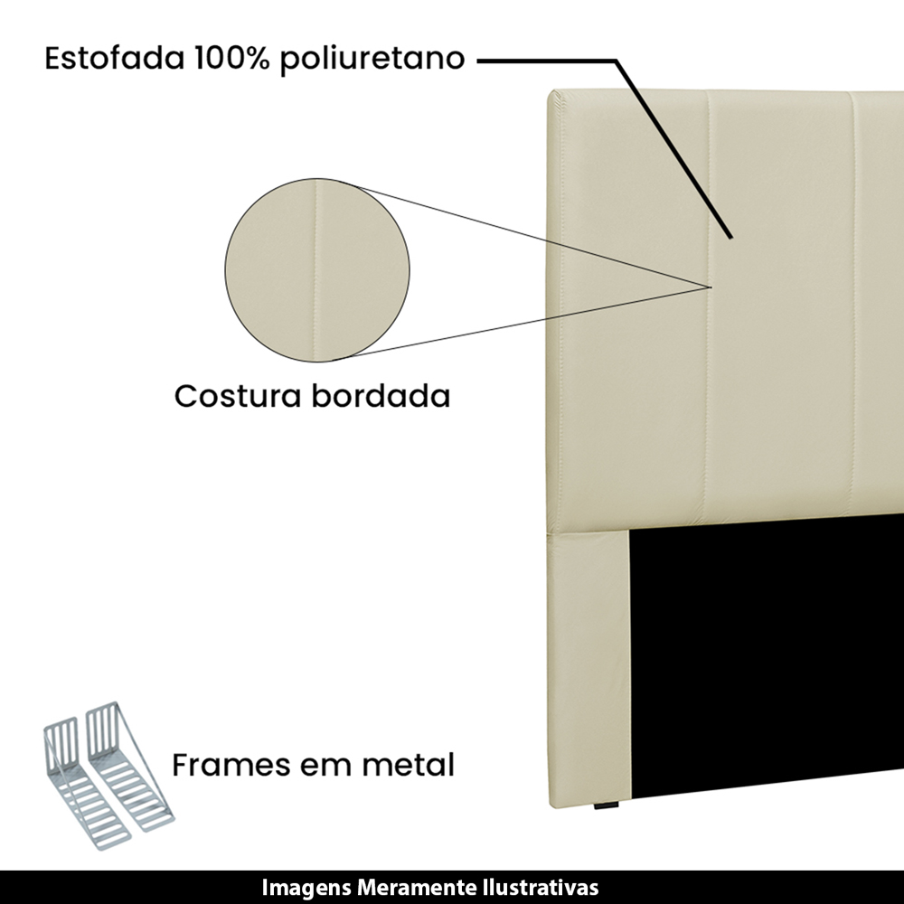 Cabeceira Decorativa Queen Size 1,60M Erza Veludo Bege G63 - Gran Belo