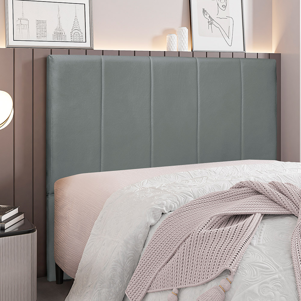 Cabeceira Decorativa Queen Size 1,60M Erza Veludo Cinza G63 - Gran Belo
