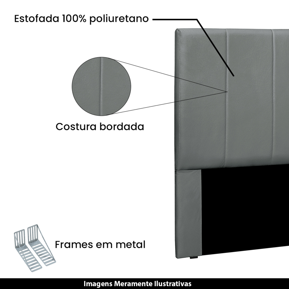 Cabeceira Decorativa Queen Size 1,60M Erza Veludo Cinza G63 - Gran Belo