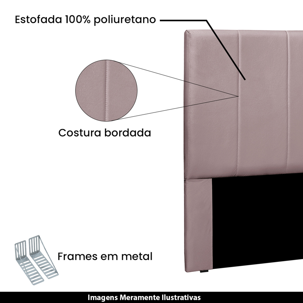 Cabeceira Decorativa Queen Size 1,60M Erza Veludo Lilás G63 - Gran Belo